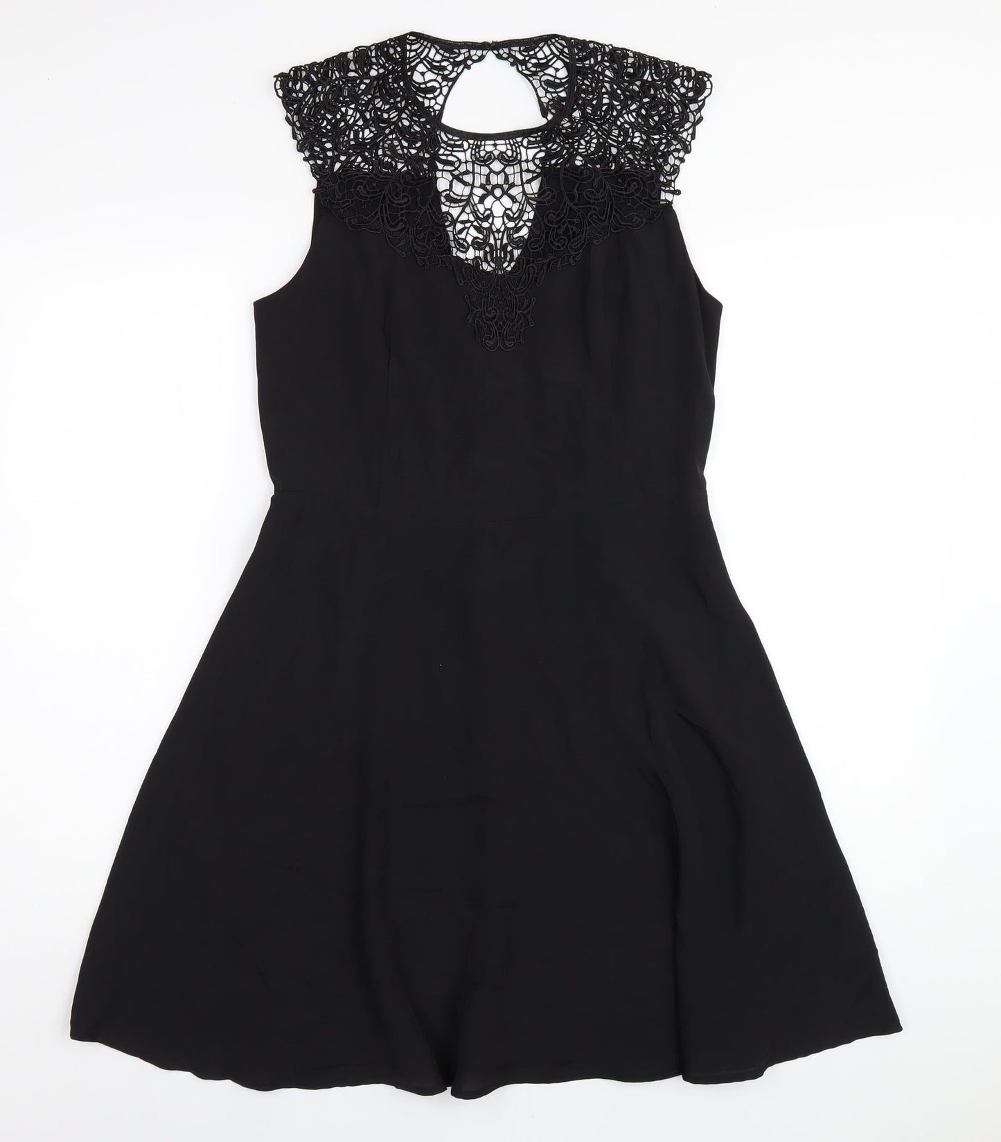 Oasis Womens Black Polyester A-Line Size 12 Round Neck Zip