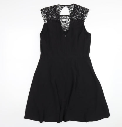 Oasis Womens Black Polyester A-Line Size 12 Round Neck Zip