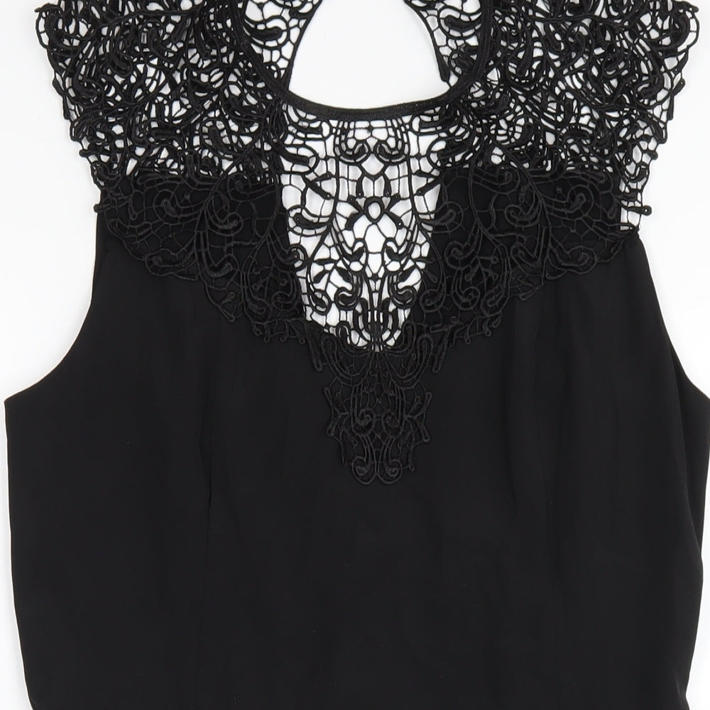 Oasis Womens Black Polyester A-Line Size 12 Round Neck Zip