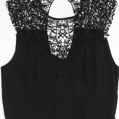 Oasis Womens Black Polyester A-Line Size 12 Round Neck Zip