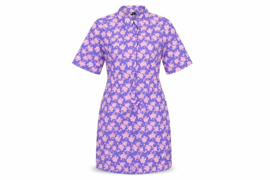 VERO MODA Womens Blue Geometric Polyester Shirt Dress Size S Collared Button