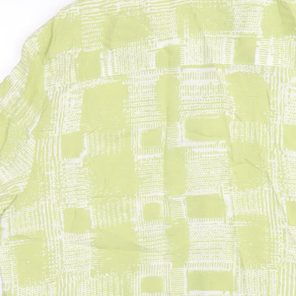 ASOS Mens Green Geometric Viscose Button-Up Size S Collared Button