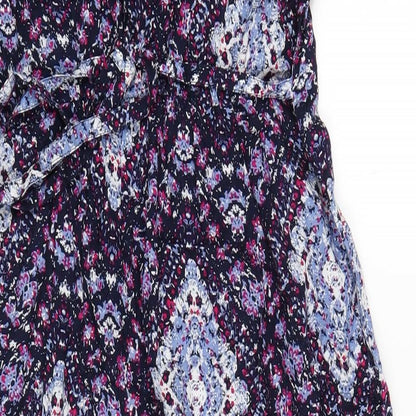 EWM Womens Multicoloured Geometric Viscose A-Line Size 12 V-Neck Pullover