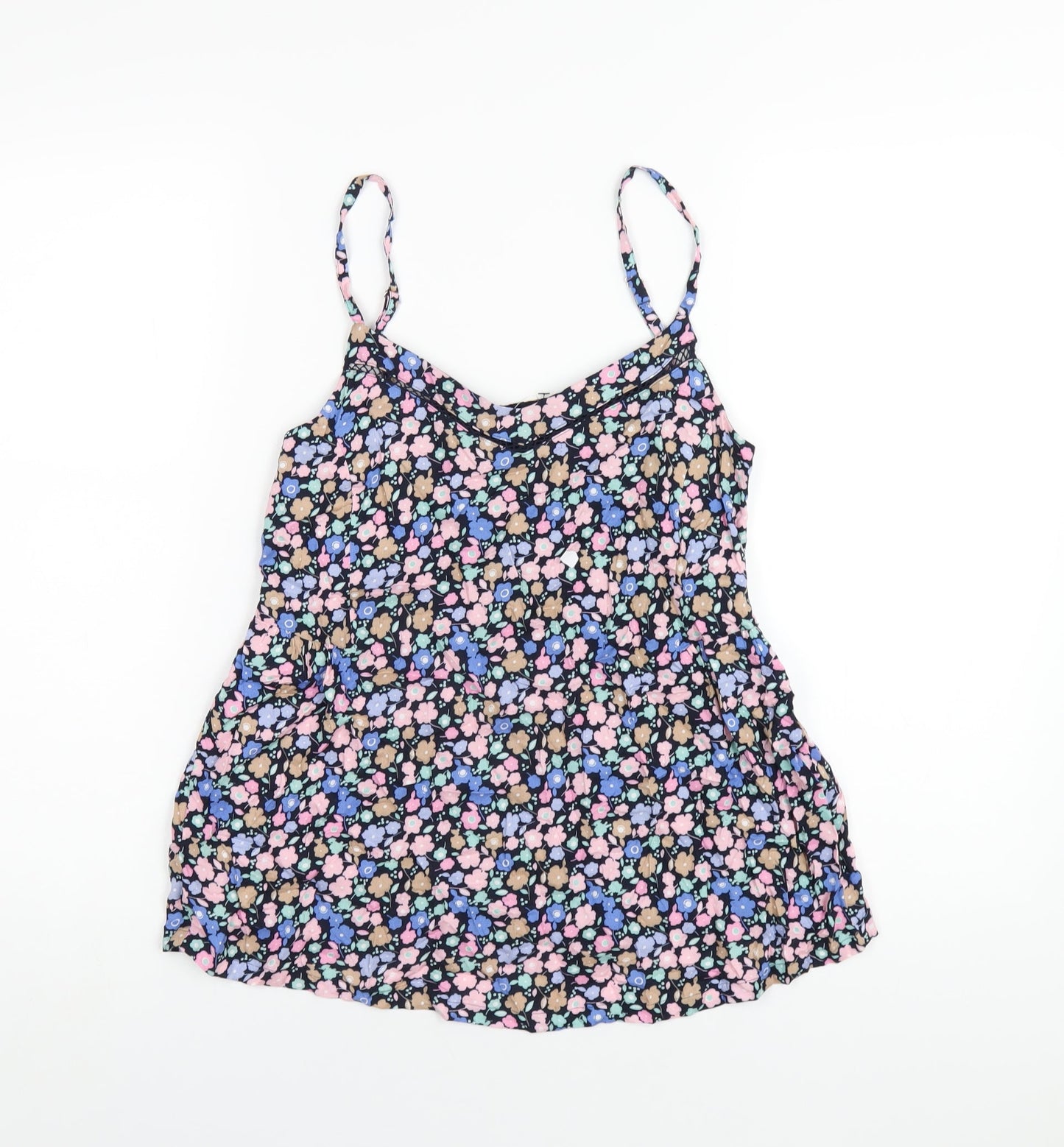 Marks and Spencer Womens Multicoloured Floral Viscose Camisole T-Shirt Size 8 V-Neck
