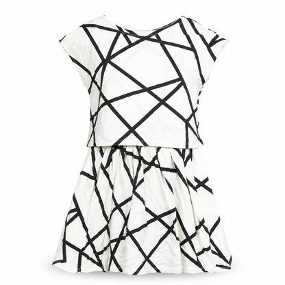 Uniqlo Womens White Geometric Viscose A-Line Size XS Round Neck Pullover