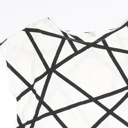 Uniqlo Womens White Geometric Viscose A-Line Size XS Round Neck Pullover