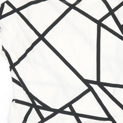 Uniqlo Womens White Geometric Viscose A-Line Size XS Round Neck Pullover