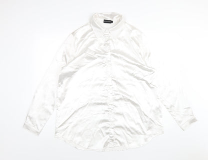 Womens UK Size L PRETTYLITTLETHING White Basic Button-Up