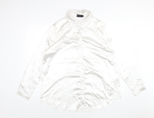 Womens UK Size L PRETTYLITTLETHING White Basic Button-Up