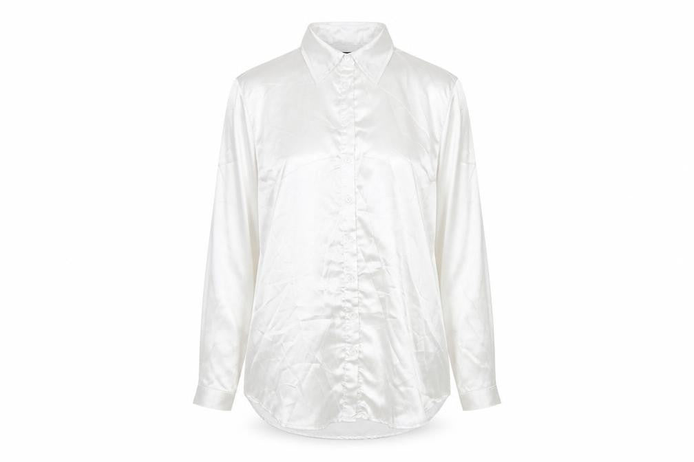 Womens UK Size L PRETTYLITTLETHING White Basic Button-Up