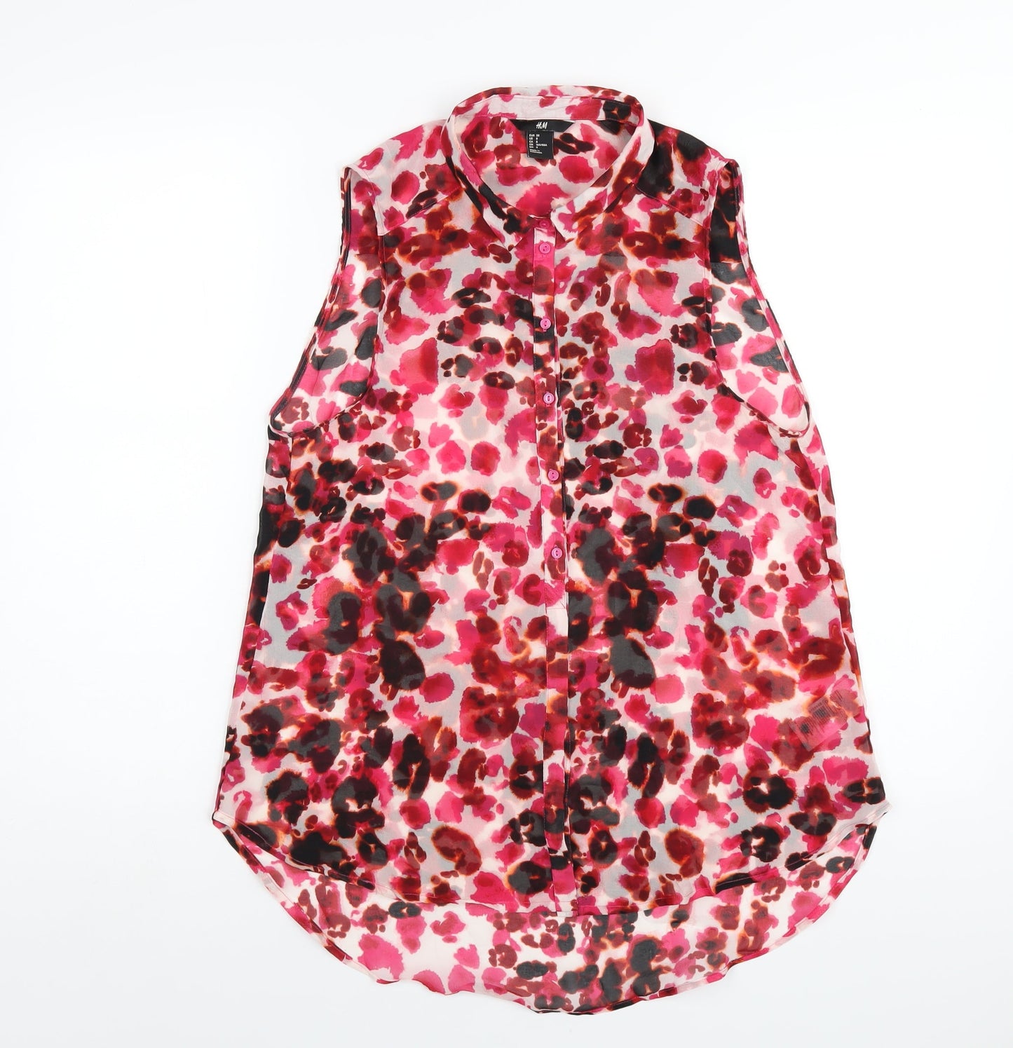 Womens UK Size 10 H&M Pink Basic Button-Up