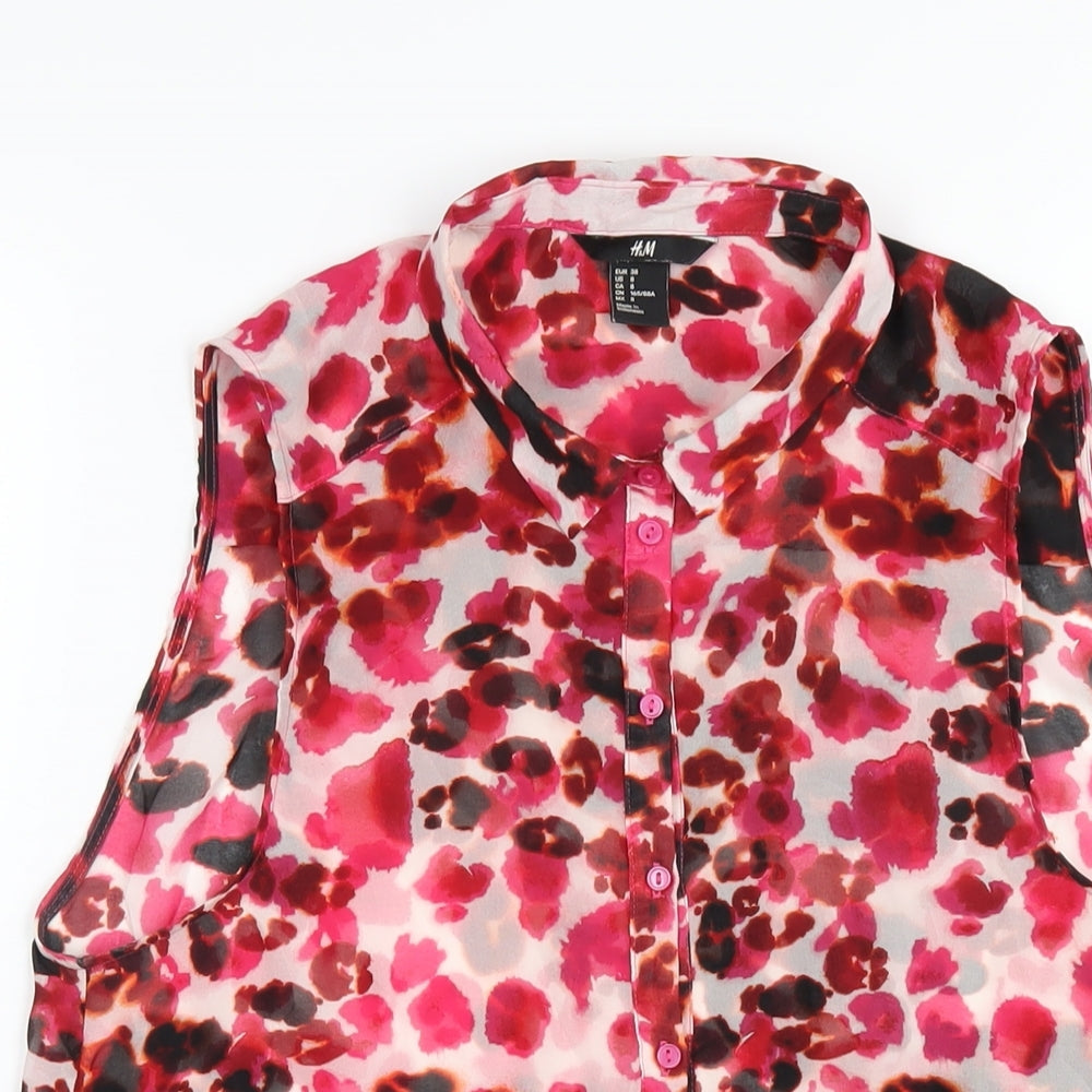 Womens UK Size 10 H&M Pink Basic Button-Up