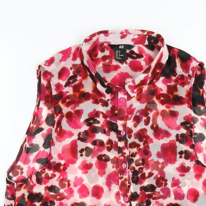 Womens UK Size 10 H&M Pink Basic Button-Up