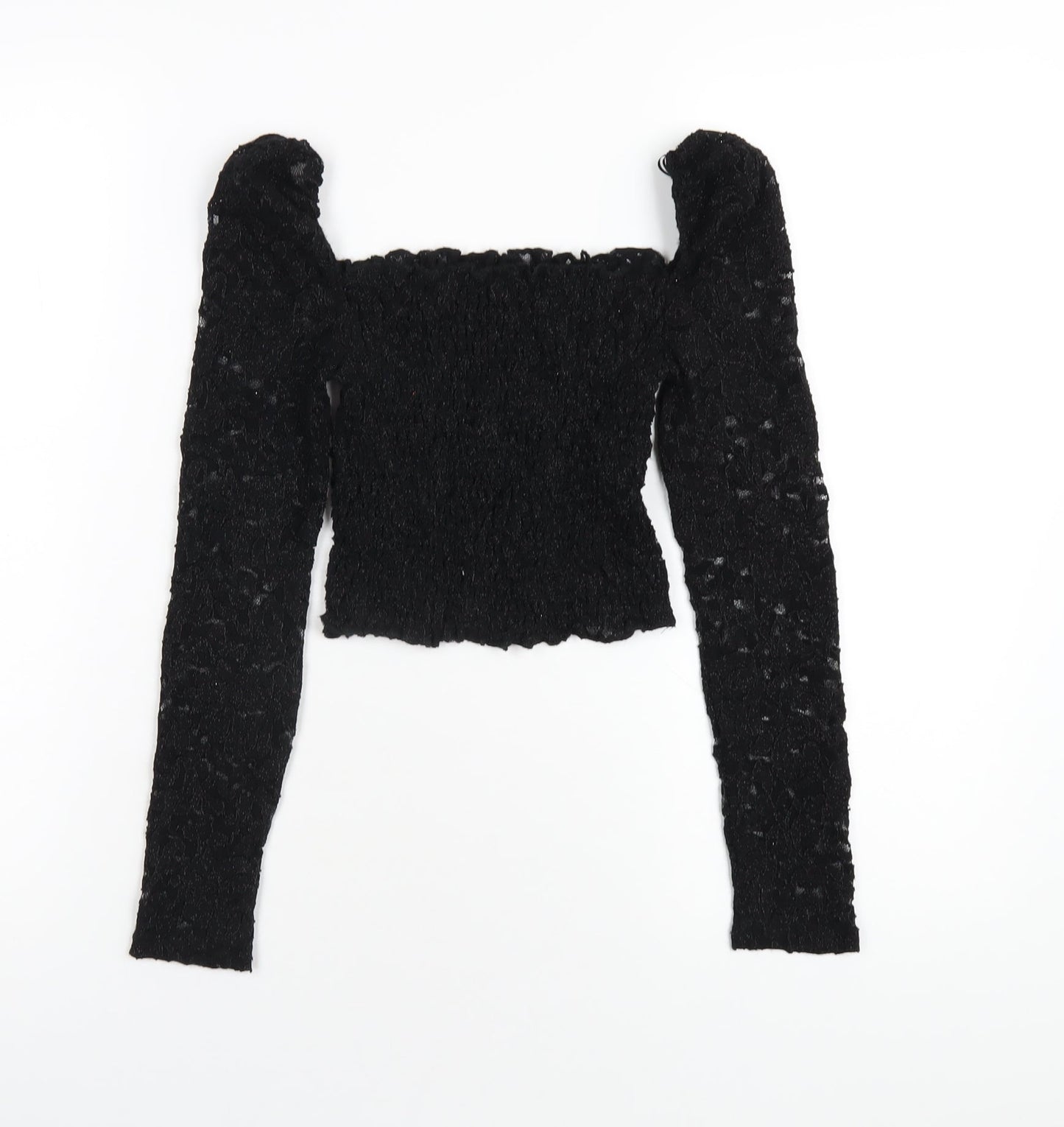 Womens UK Size 6 Topshop Black Cropped T-Shirt