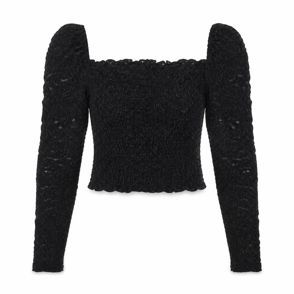 Womens UK Size 6 Topshop Black Cropped T-Shirt