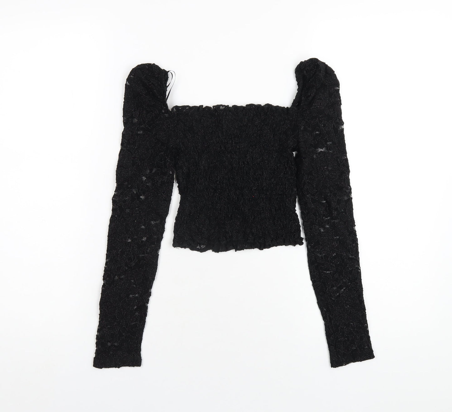 Womens UK Size 6 Topshop Black Cropped T-Shirt