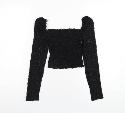 Womens UK Size 6 Topshop Black Cropped T-Shirt