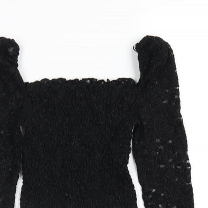Womens UK Size 6 Topshop Black Cropped T-Shirt