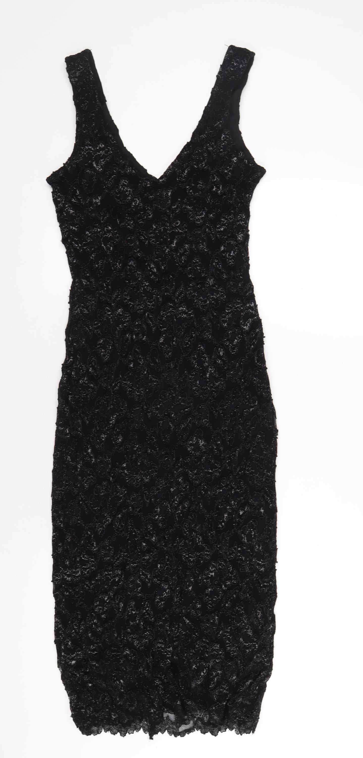 Principles Womens Black Nylon Bodycon Size 12 V-Neck Pullover