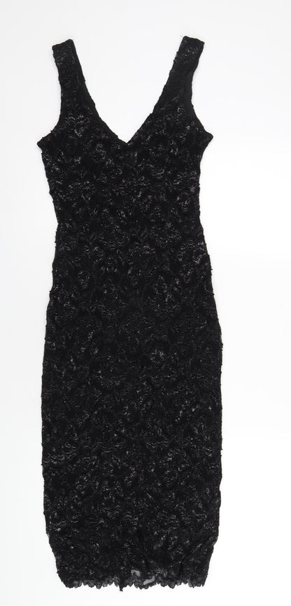 Principles Womens Black Nylon Bodycon Size 12 V-Neck Pullover