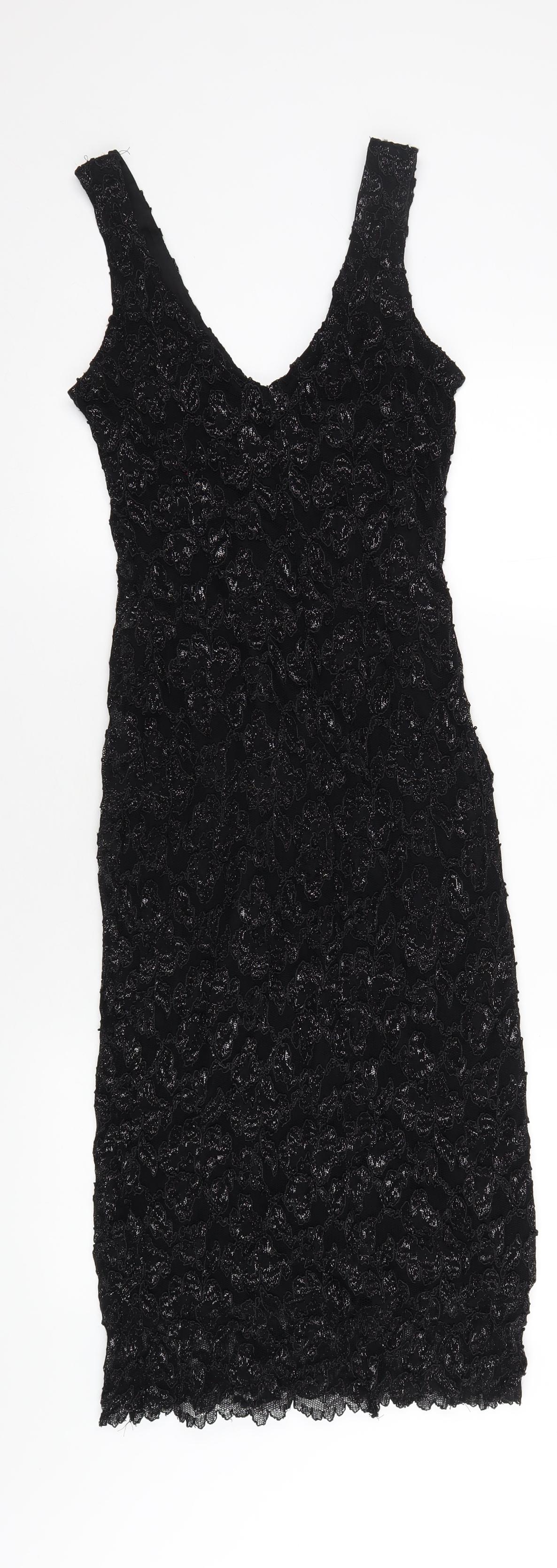 Principles Womens Black Nylon Bodycon Size 12 V-Neck Pullover