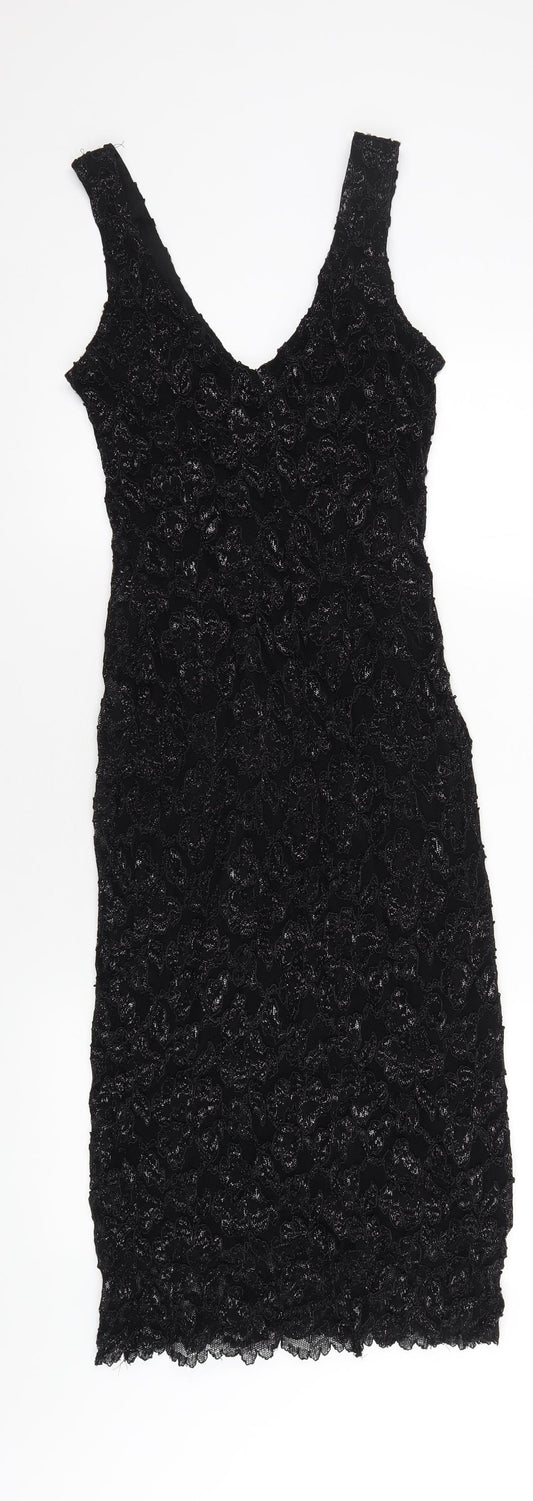 Principles Womens Black Nylon Bodycon Size 12 V-Neck Pullover