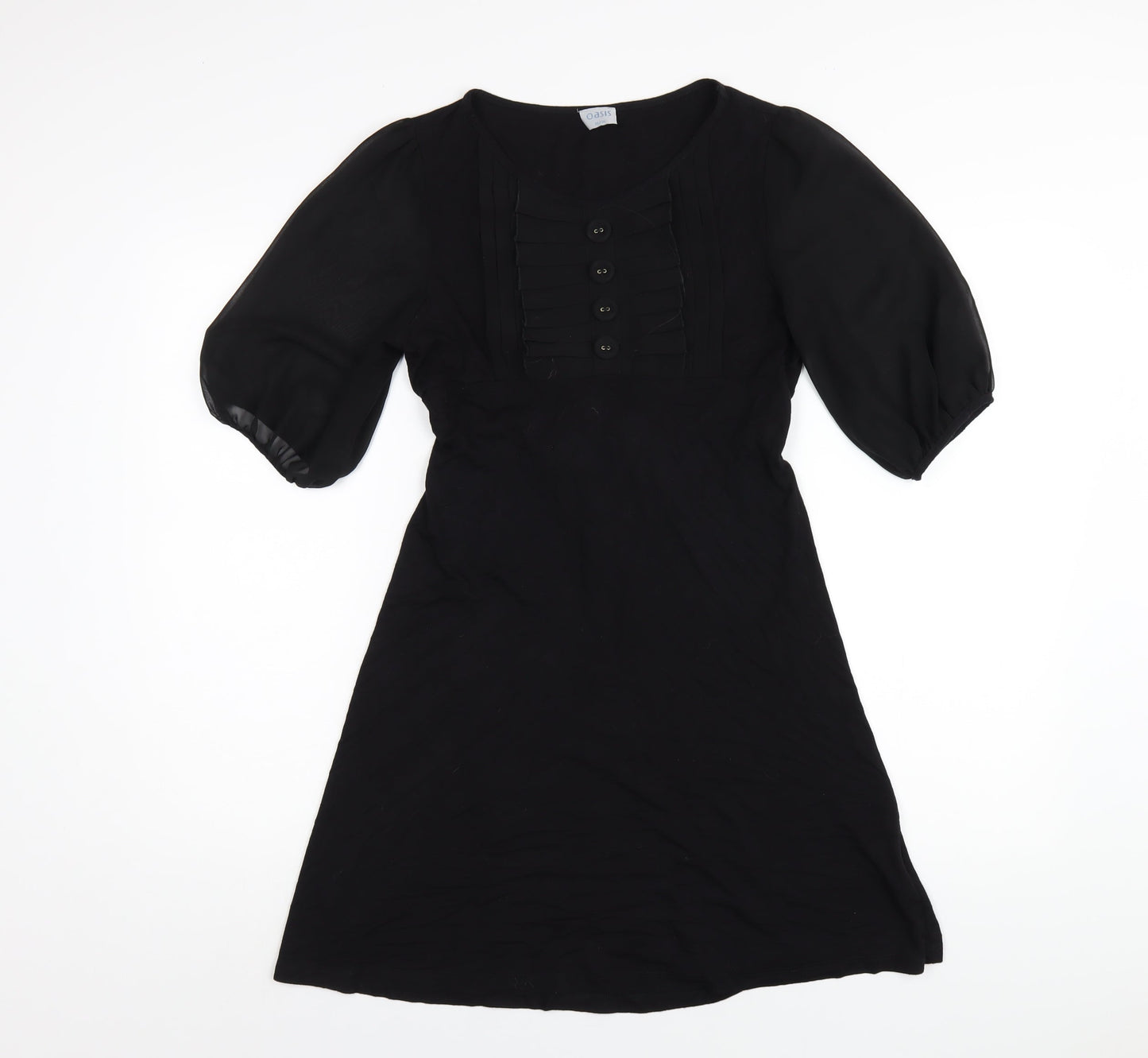 Oasis Womens Black Viscose A-Line Size 10 Round Neck Pullover