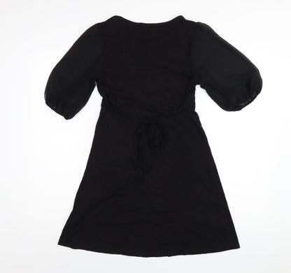 Oasis Womens Black Viscose A-Line Size 10 Round Neck Pullover