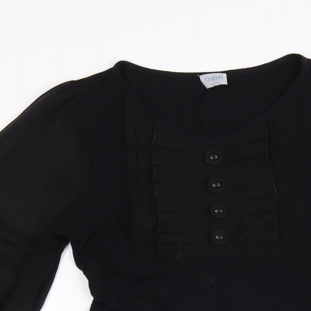 Oasis Womens Black Viscose A-Line Size 10 Round Neck Pullover