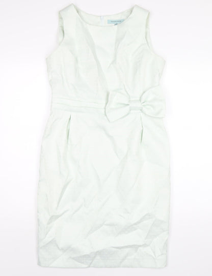 Dickins & Jones Womens Green Polyester Pencil Dress Size 12 Round Neck Zip