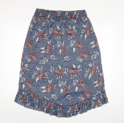 Klass Womens Blue Floral Polyester A-Line Skirt Size 14