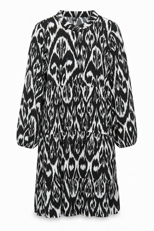 Izabel London Womens Black Geometric Polyester A-Line Size 16 V-Neck Pullover