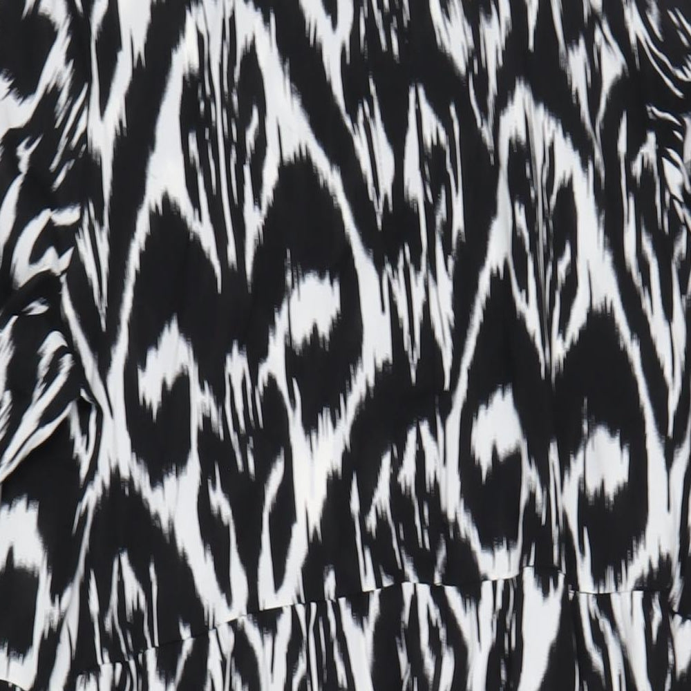 Izabel London Womens Black Geometric Polyester A-Line Size 16 V-Neck Pullover