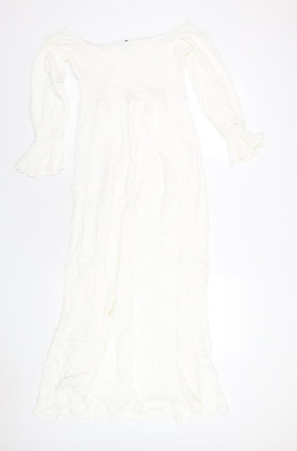 In the Style Womens White Viscose A-Line Size 12 Off the Shoulder Zip