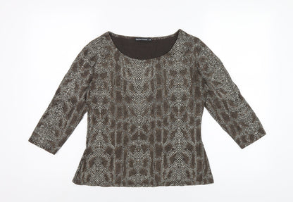 Womens UK Size M Reflections Brown Basic T-Shirt