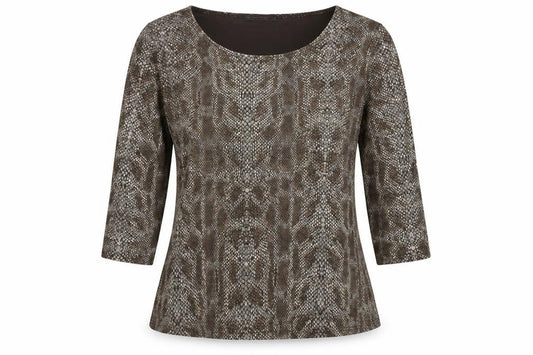 Womens UK Size M Reflections Brown Basic T-Shirt
