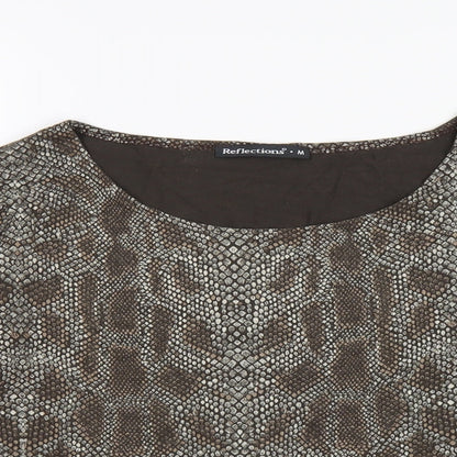Womens UK Size M Reflections Brown Basic T-Shirt
