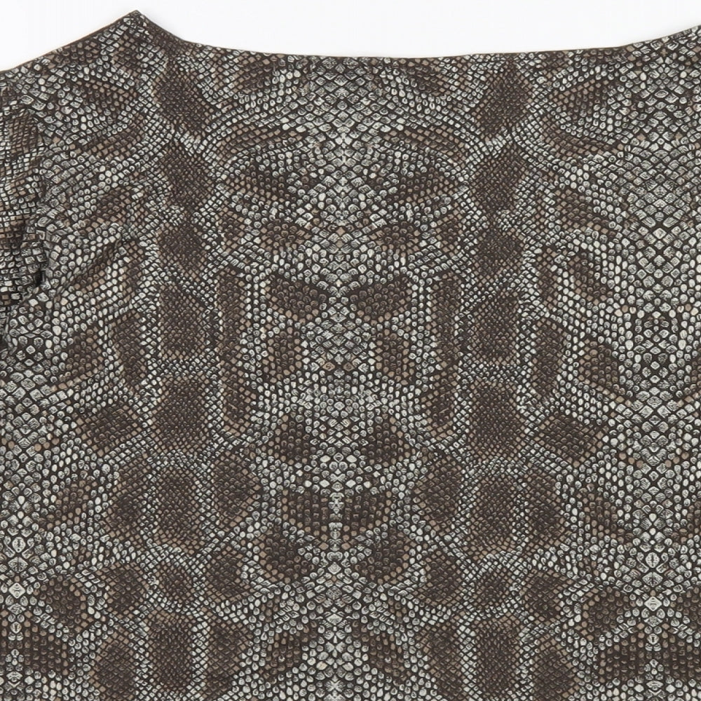 Womens UK Size M Reflections Brown Basic T-Shirt