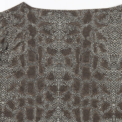 Womens UK Size M Reflections Brown Basic T-Shirt