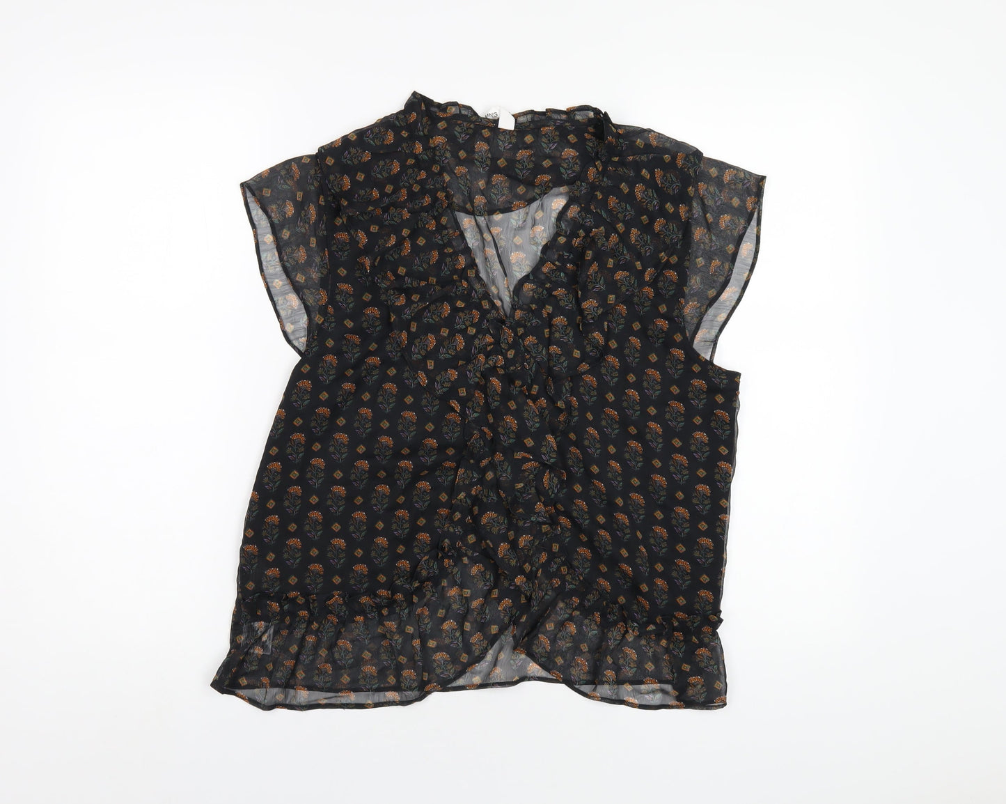 Womens UK Size M Mango Black Basic Blouse