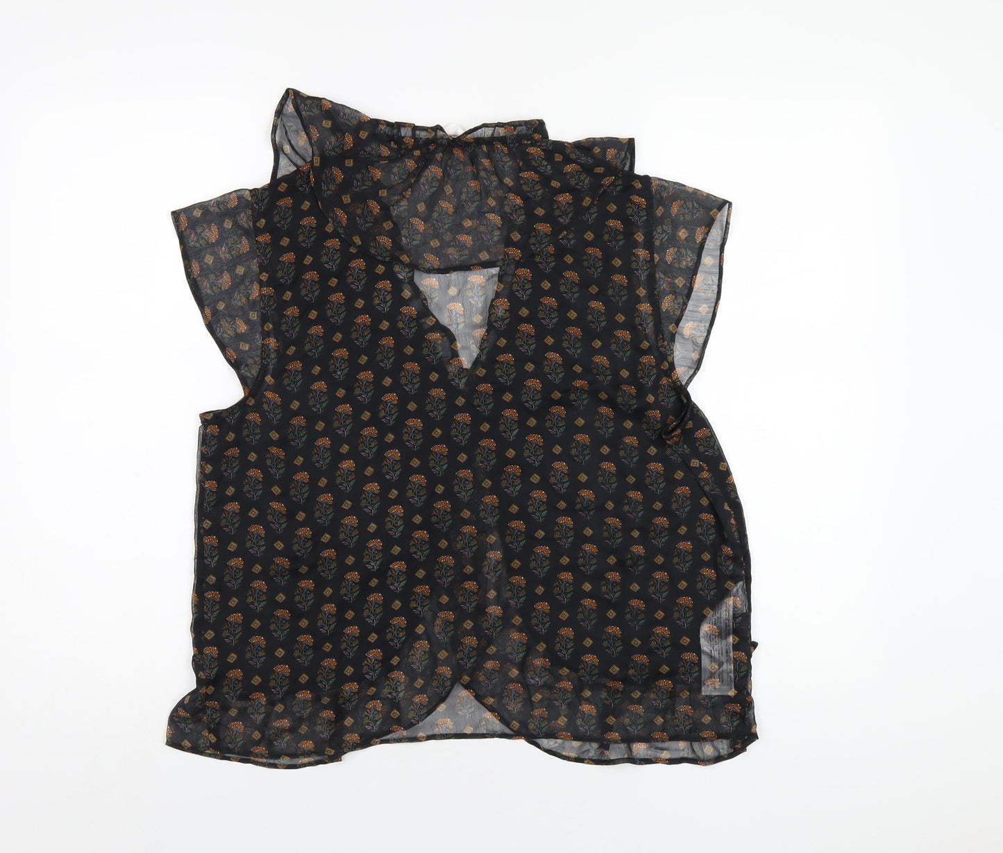 Womens UK Size M Mango Black Basic Blouse