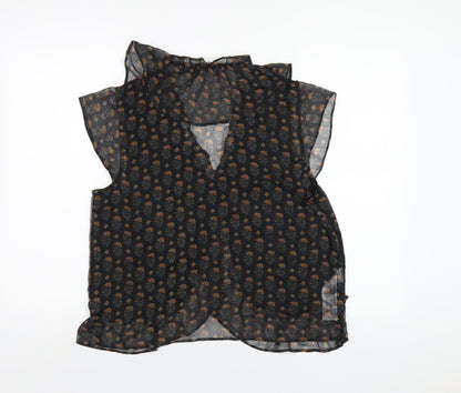 Womens UK Size M Mango Black Basic Blouse
