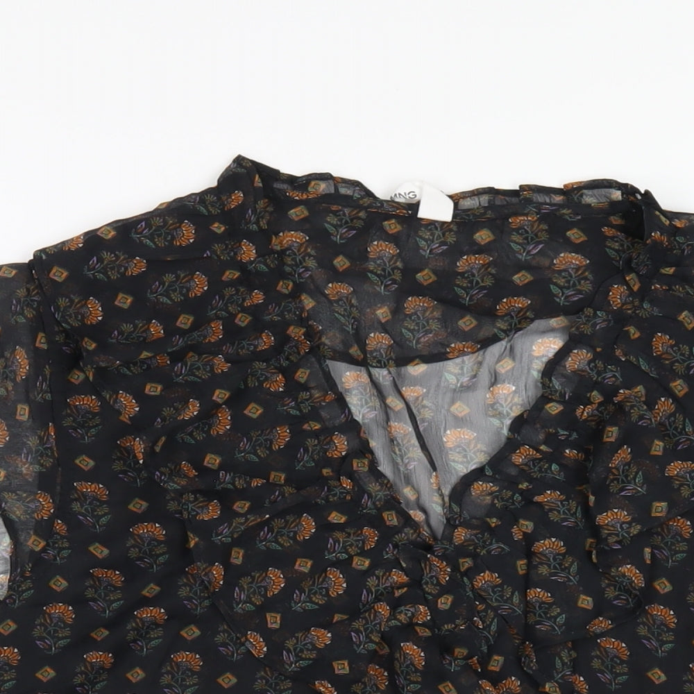 Womens UK Size M Mango Black Basic Blouse