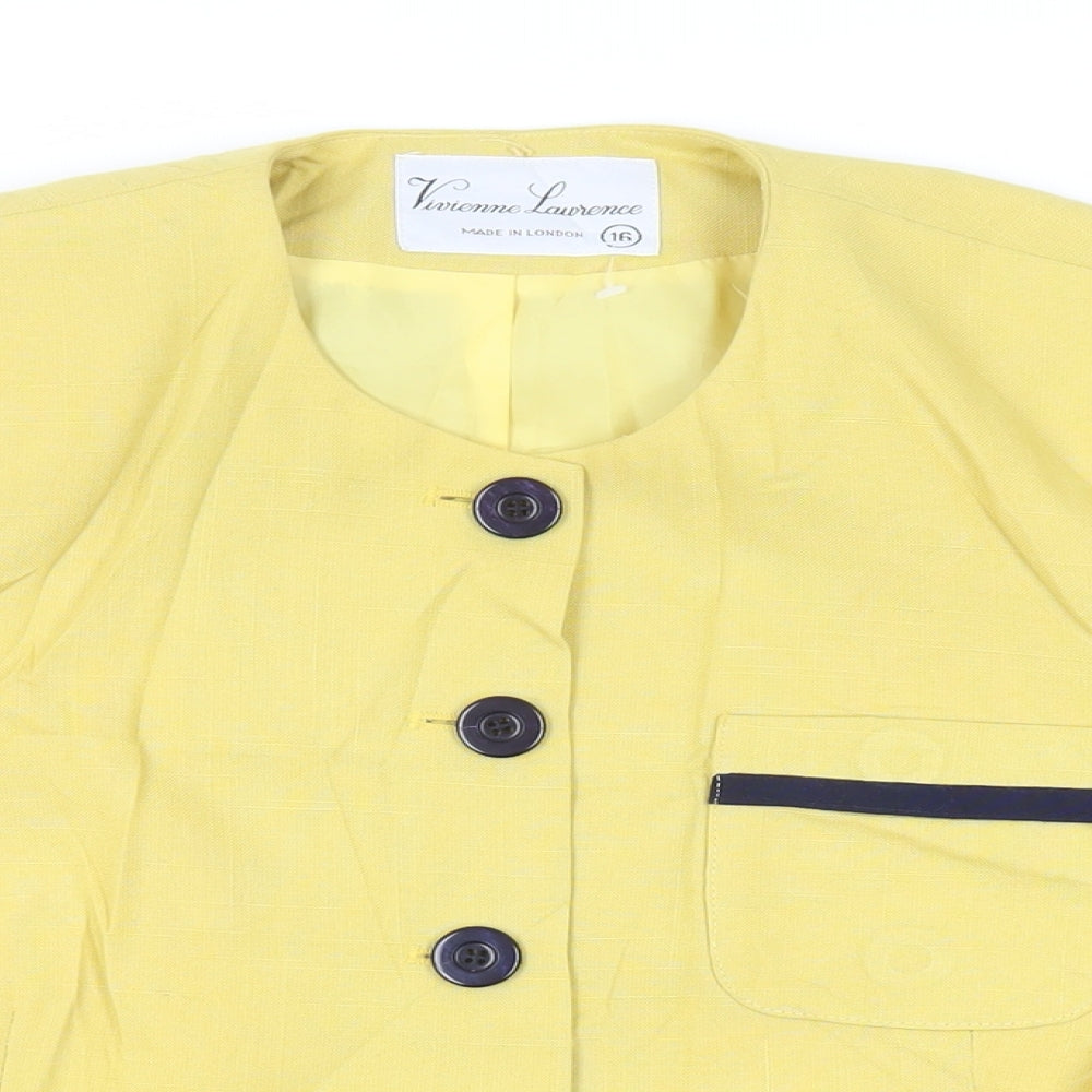 Vivienne Lawrence Womens Yellow Jacket Blazer Size 16 Button - Vintage
