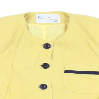 Vivienne Lawrence Womens Yellow Jacket Blazer Size 16 Button - Vintage