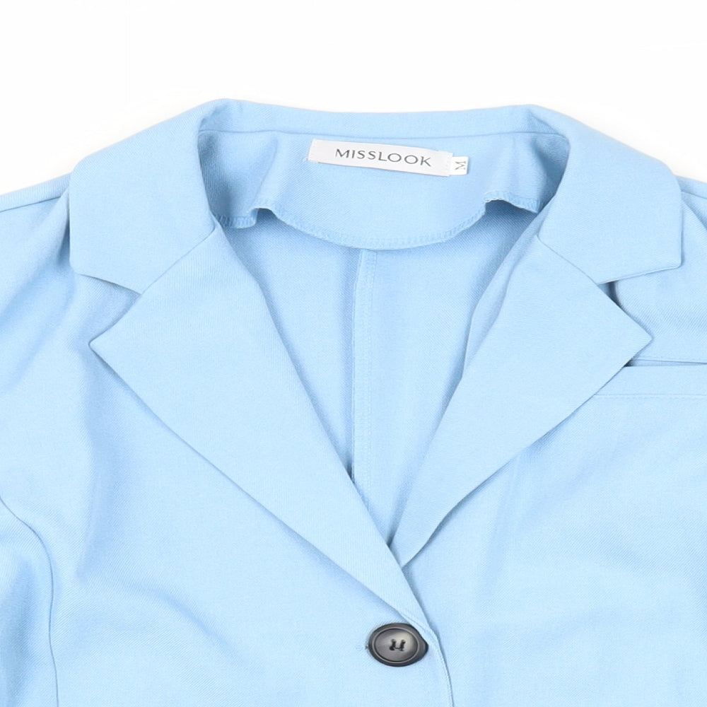 MissLook Womens Blue Jacket Blazer Size M Button - Unlined