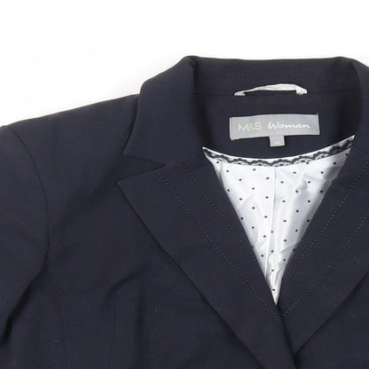 Marks and Spencer Womens Blue Jacket Blazer Size 12 Button