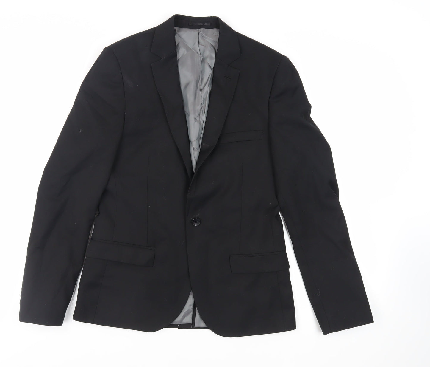 Mens UK Size 38 Topman Regular Black Suit Jacket