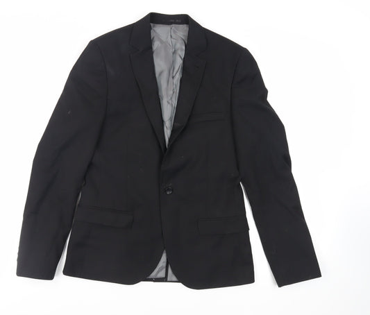 Mens UK Size 38 Topman Regular Black Suit Jacket