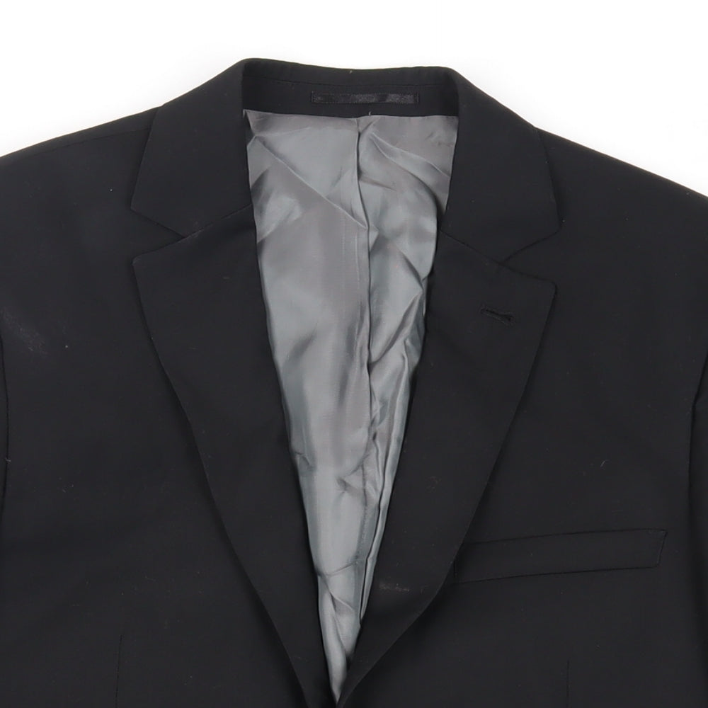 Mens UK Size 38 Topman Regular Black Suit Jacket